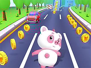 Pink Running Pig