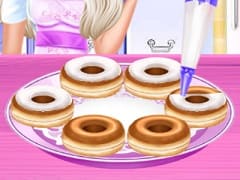 Elsa Rainbow Donuts Cooking
