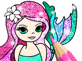 Mermaid Coloring Book Glitter