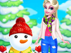 Princess Elsa And Snowman Dress Up
